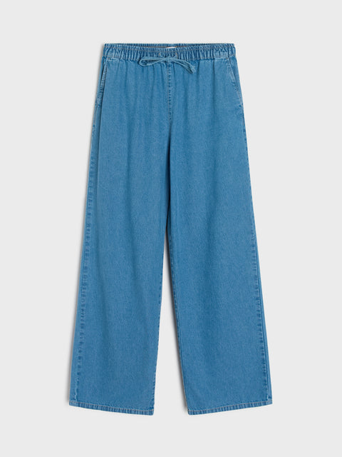 Sinsay Women's Blue Wide Leg Jeans With Elastic Waistband | Sinsay In Lebanon
