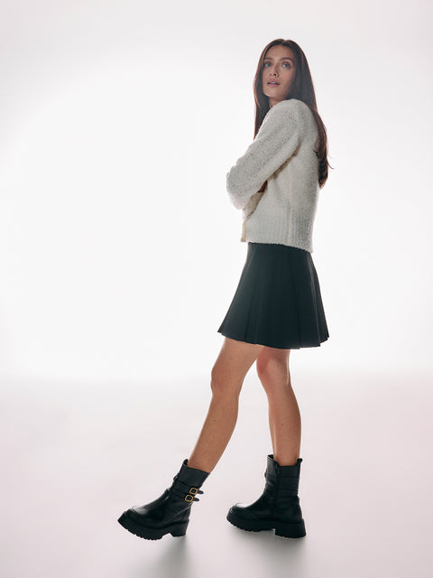 Reserved Women's Black Leather Ankle Boots With Straps | Reserved In Lebanon