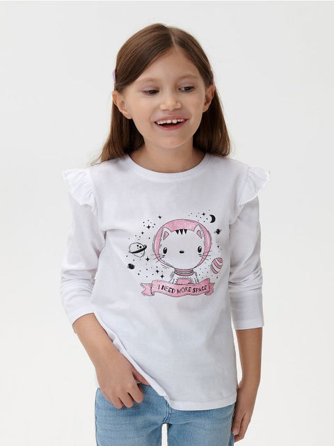 Sinsay Girl's White Long Sleeve Printed Blouse | Sinsay In Lebanon