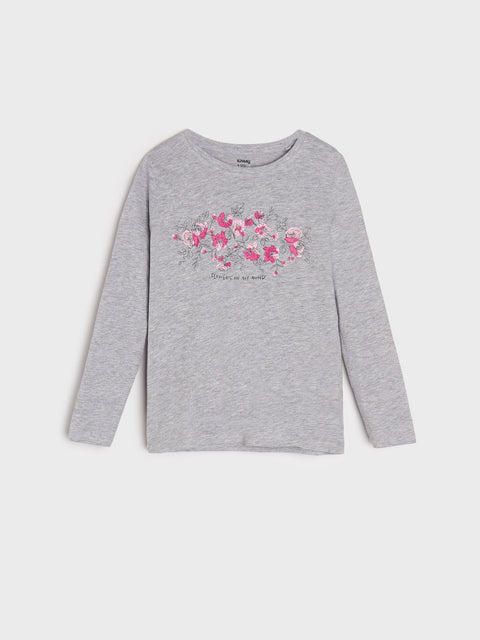 Sinsay Girl's Light Grey Printed Long Sleeve Blouse | Sinsay In Lebanon