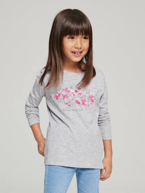Sinsay Girl's Light Grey Printed Long Sleeve Blouse | Sinsay In Lebanon