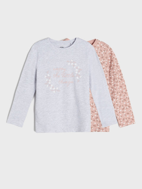 Sinsay Girl's Light Grey/Dusty Rose Long Sleeve Blouse 2-pack | Sinsay In Lebanon