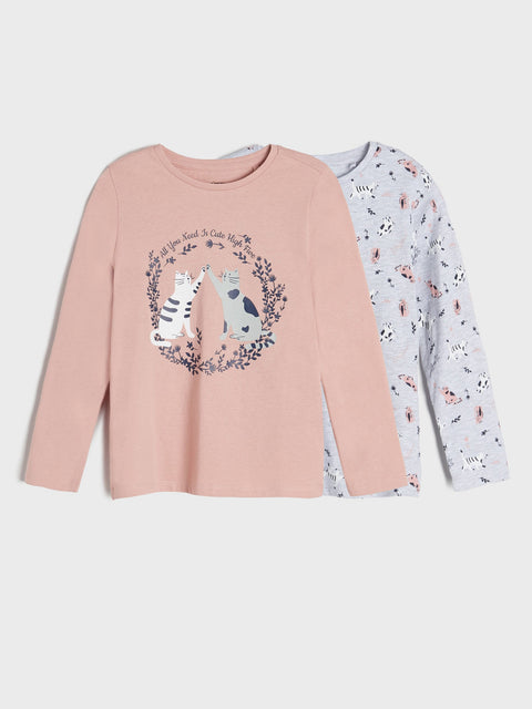 Sinsay Baby Girl's Light Grey/Dusty Rose Long Sleeve Blouse 2-pack | Sinsay In Lebanon