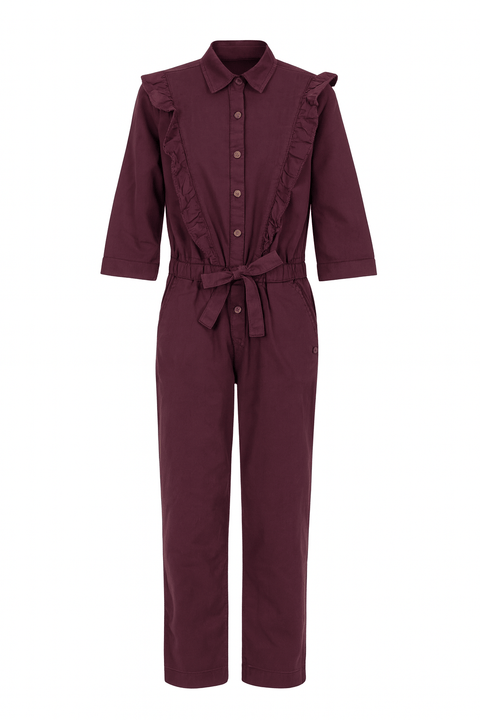 POMPdeLUX Girl's Plum Short-Sleeve Jumpsuit | POMPdeLUX In Lebanon