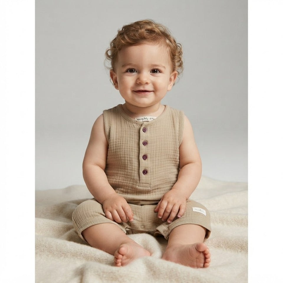 Sinsay Baby Boy's Olive Green Sleeveless Romper