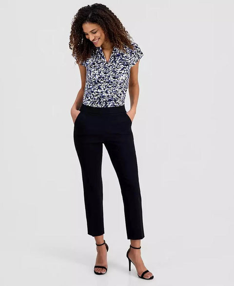Kasper Women's Black Stretch Twill Cropped Pull-On Pants | Kasper In Lebanon