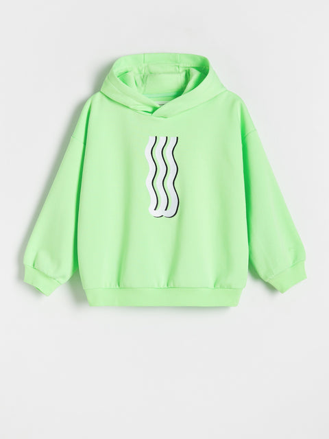 Reserved Boy's Light Green Hooded Velvet Sweatshirt | Reserved In Lebanon