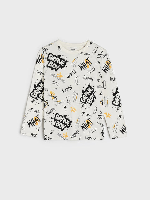 Sinsay Boy's White Long Sleeve Blouse With Print | Sinsay In Lebanon