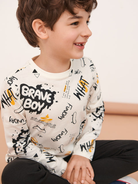 Sinsay Boy's White Long Sleeve Blouse With Print | Sinsay In Lebanon