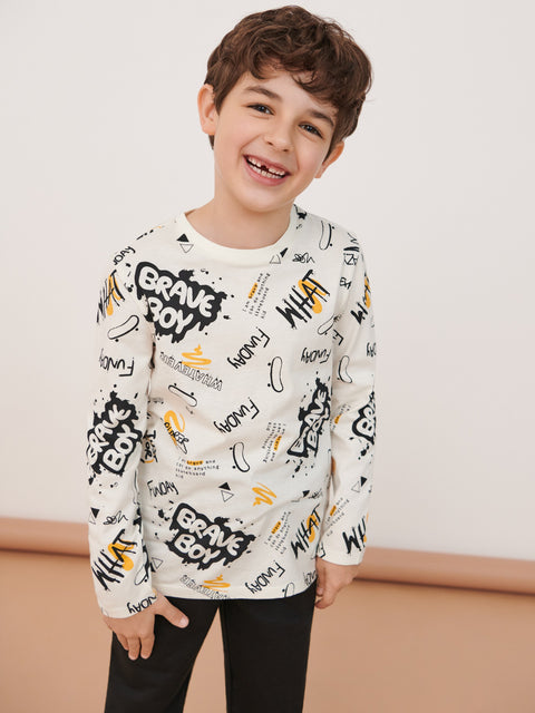 Sinsay Boy's White Long Sleeve Blouse With Print | Sinsay In Lebanon