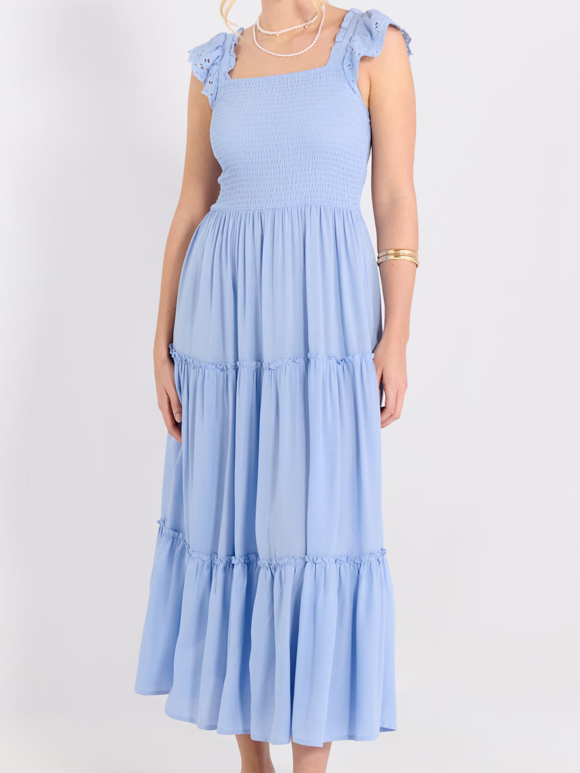 Sinsay Women's Light Blue Tiered Maxi Dress | Sinsay In Lebanon
