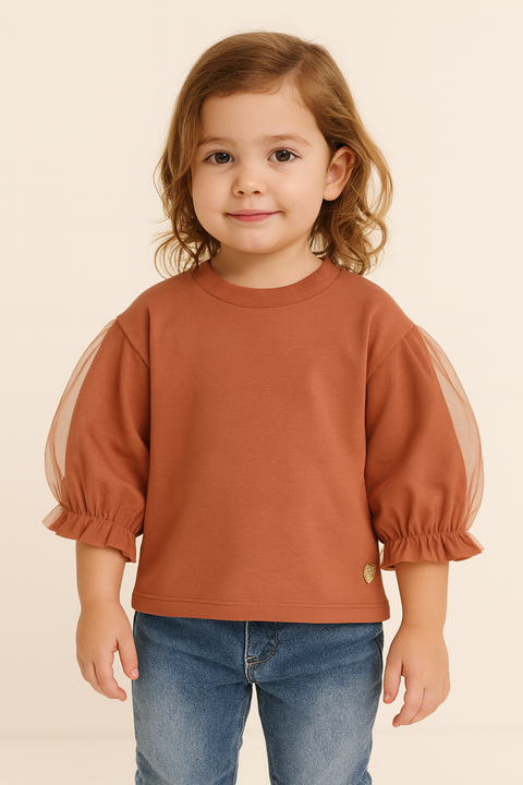 POMPdeLUX Girl's Dusty Rose   Short Sleeve Sweatshirt  |POMPdeLUX in Lebanon