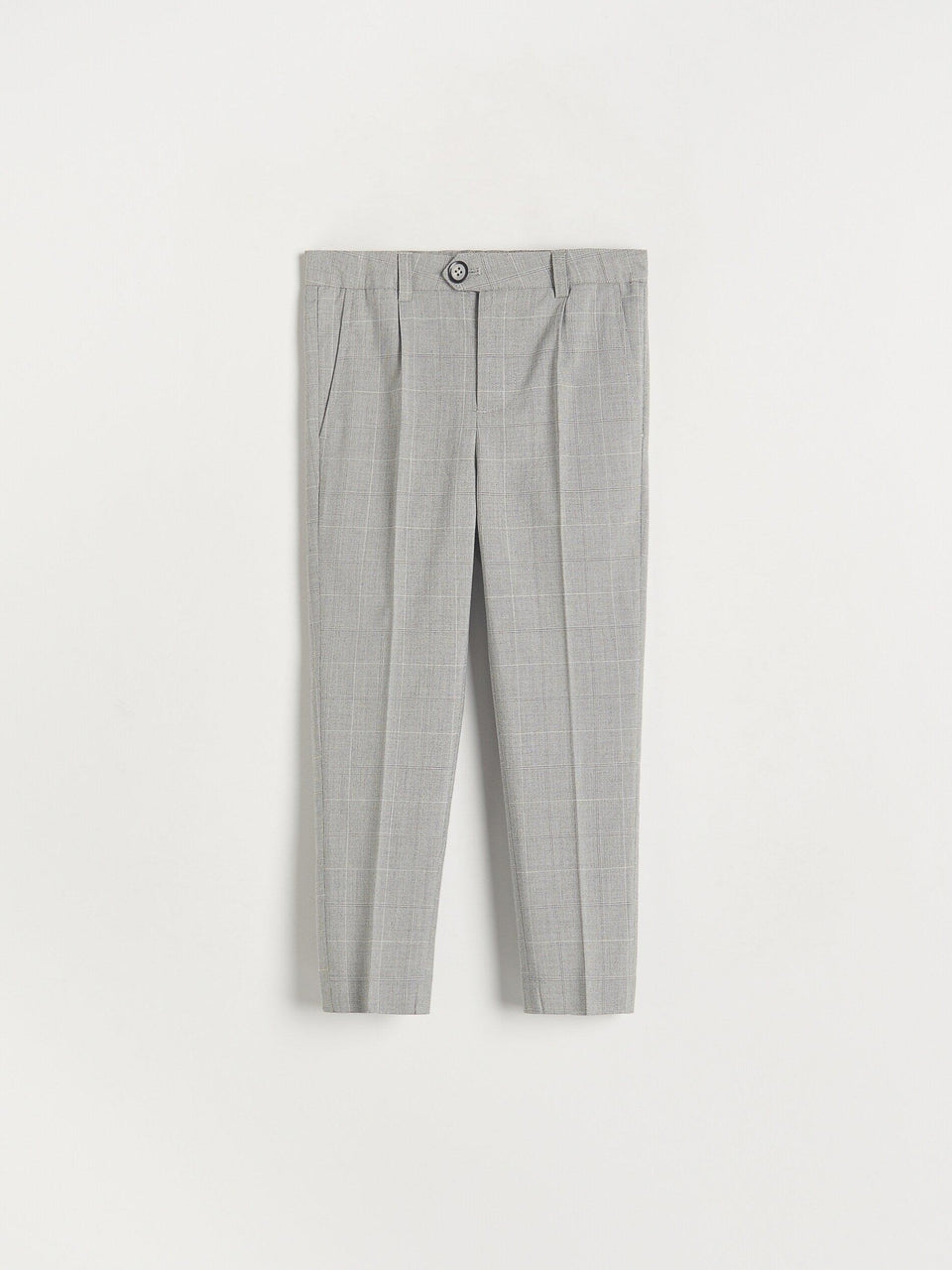 Gray checkered pants on a white background