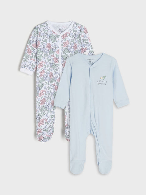 Sinsay Baby Girl's White/Light Blue V-Neck Cotton Overalls 2-Pack | Sinsay In Lebanon
