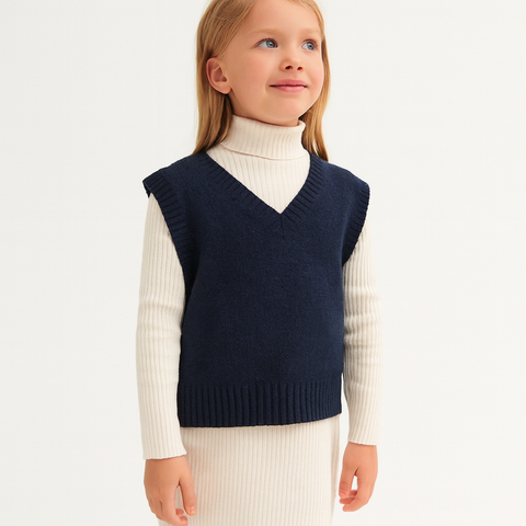 Sinsay Girl's Navy V Neck Jersey Vest | Sinsay In Lebanon