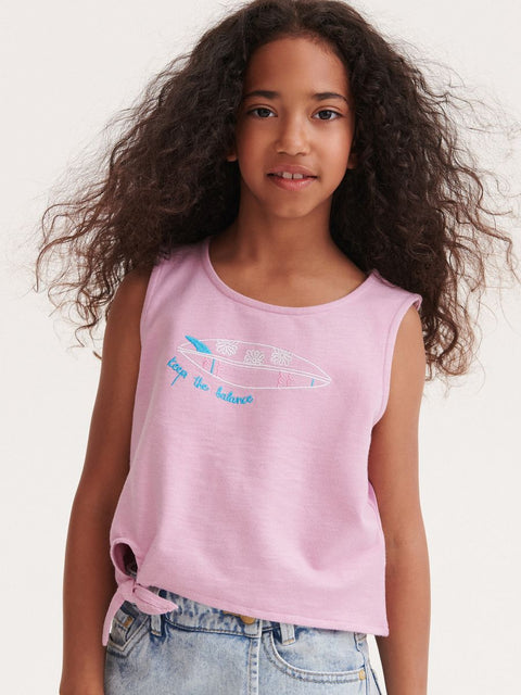 Reserved Girl's Light Purple Printed Tie T-Shirt |Reserved In Lebanon
