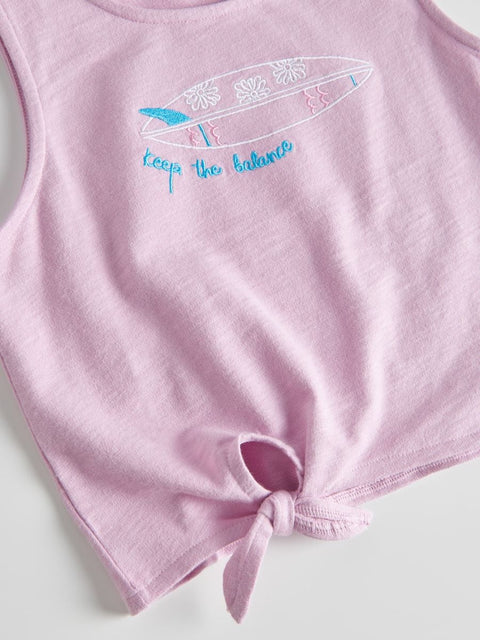 Reserved Girl's Light Purple Printed Tie T-Shirt |Reserved In Lebanon