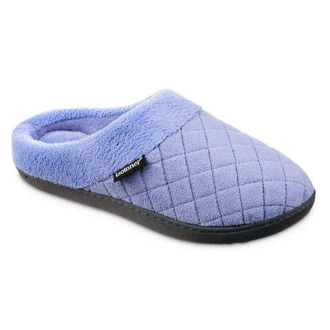 Isotoner Women's Blue Diamond Quilted Microterry Hoodback Slippers | Isotoner In Lebanon