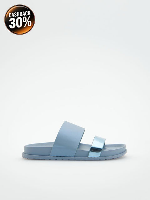 Reserved Women's Dusty Blue Shiny Strap Slipper |Reserved In Lebanon