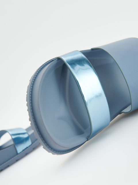 Reserved Women's Dusty Blue Shiny Strap Slipper |Reserved In Lebanon
