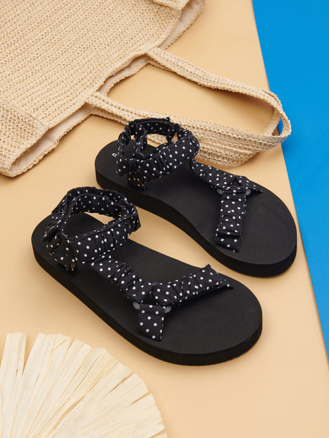Sinsay Women Black Polka Dot Ruched Sandals | Sinsay in Lebanon