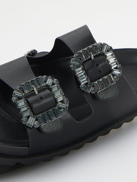 Reserved Women's Black Decorative Buckles Flip Flop Slippers | Reserved In Lebanon