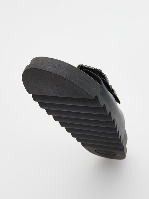 Reserved Women's Black Decorative Buckles Flip Flop Slippers | Reserved In Lebanon