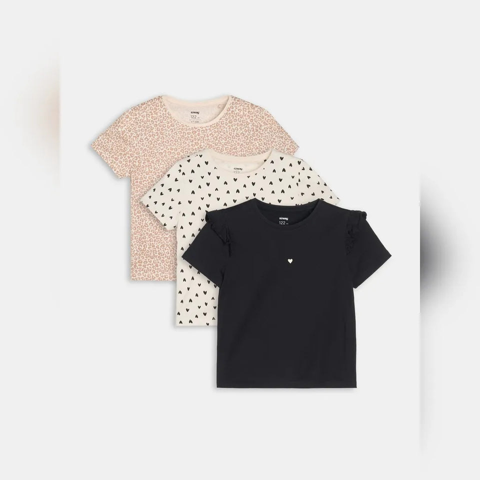 Sinsay Girl's Multicolor Animal Printed Crew Neck 3 Pack T-Shirt