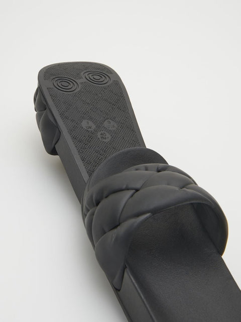 Reserved Women's Black Quilted Slipper |Reserved In Lebanon
