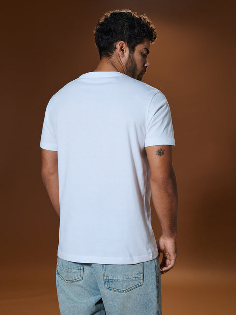 Sinsay Men's White Front Print Short Sleeve T-Shirt | Sinsay In Lebanon