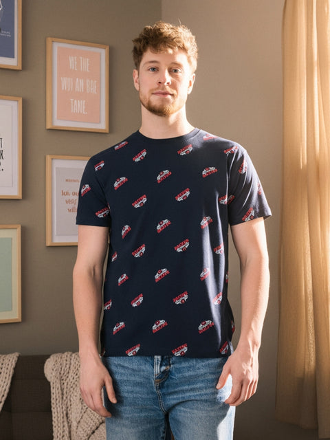 Sinsay Men's Navy T-Shirt With Decorative Print | Sinsay In Lebanon