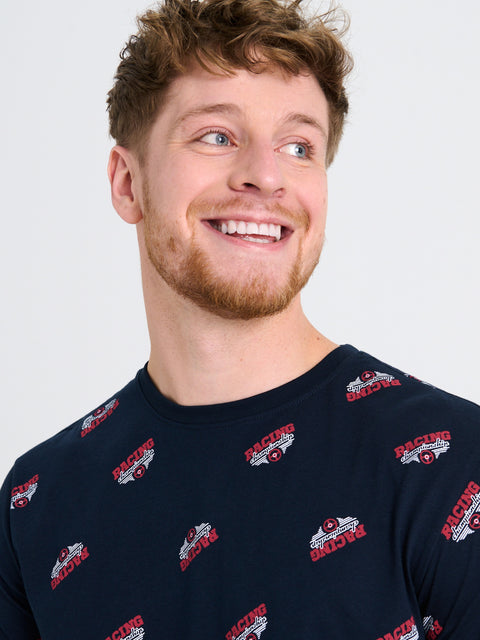 Sinsay Men's Navy T-Shirt With Decorative Print | Sinsay In Lebanon