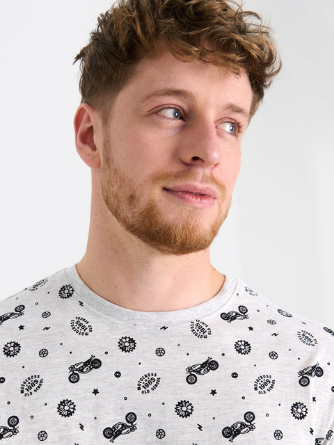 Sinsay Men's Light Grey with decorative print  T-Shirt  | Sinsay in Lebanon