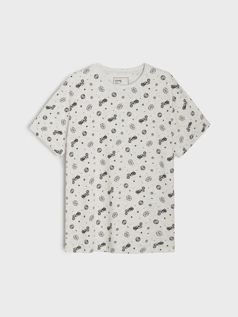 Sinsay Men's Light Grey with decorative print  T-Shirt  | Sinsay in Lebanon