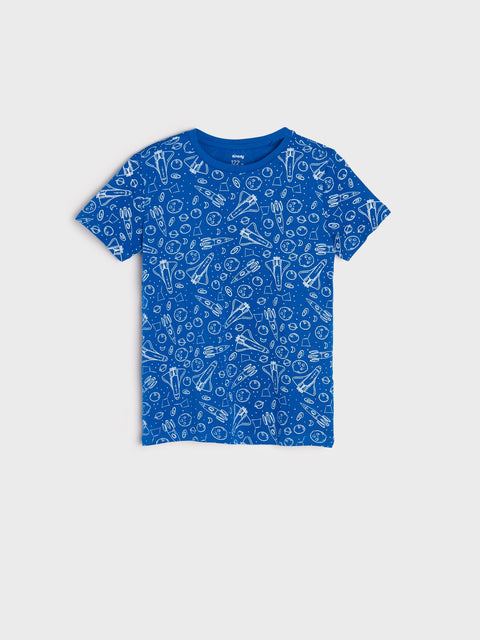 Sinsay Boy's Royal Blue Printed Bedrucktes T-Shirt | Sinsay In Lebanon