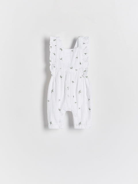 Reserved Baby Girl's Cream Patterned Dungarees Romper | Reserved In Lebanon