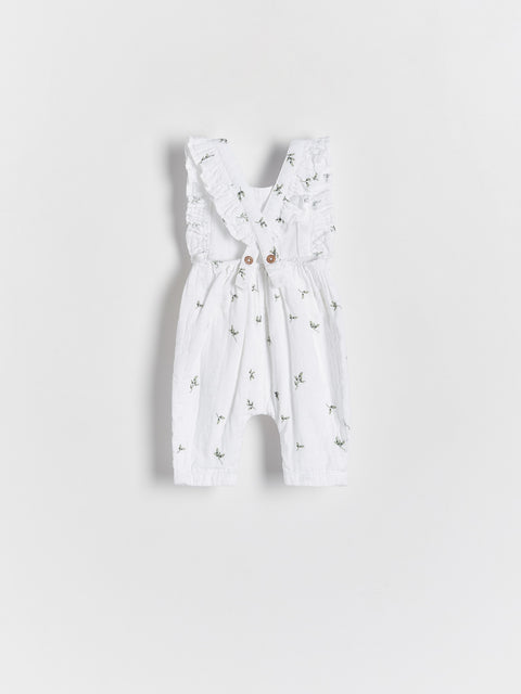 Reserved Baby Girl's Cream Patterned Dungarees Romper | Reserved In Lebanon