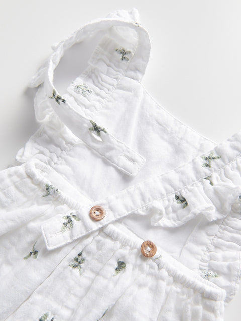 Reserved Baby Girl's White Patterned Overall | Reserved In Lebanon
