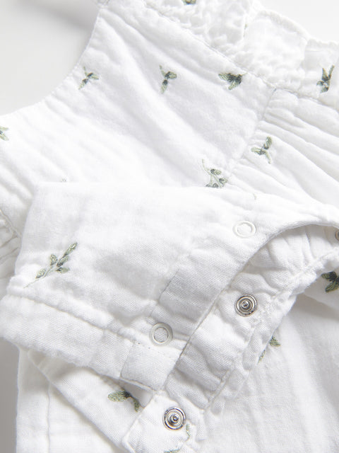 Reserved Baby Girl's White Patterned Overall | Reserved In Lebanon
