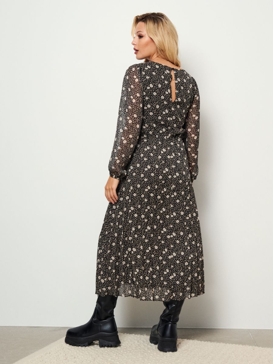 Sinsay Women's Black Floral Long Sleeve Maxi Dress | Sinsay In Lebanon