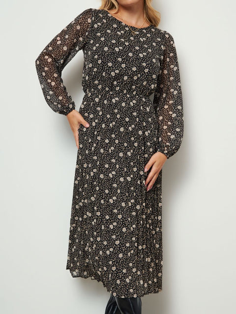 Sinsay Women's Black Floral Long Sleeve Maxi Dress | Sinsay In Lebanon