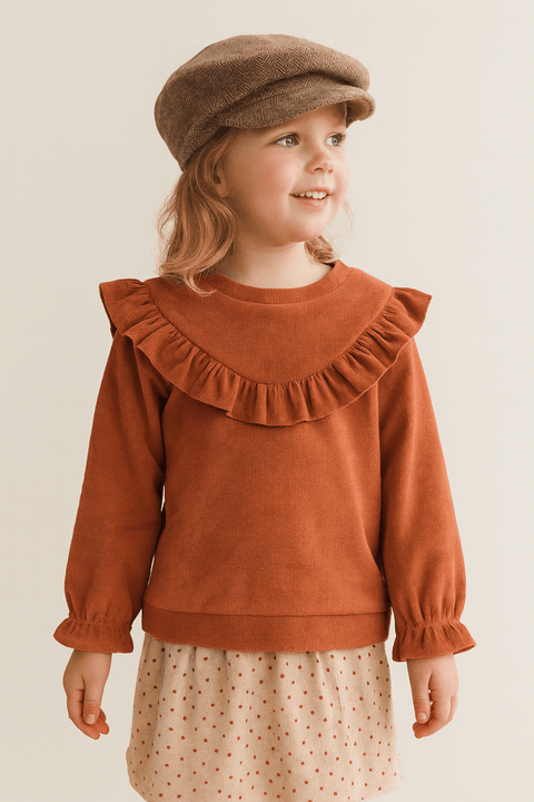 POMPdeLUX Girl's Blush Olivia Lt Velour Sweater |POMPdeLUX in Lebanon