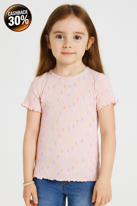 Sinsay Girl's Pink Ribbed  T-Shirt | Sinsay In Lebanon