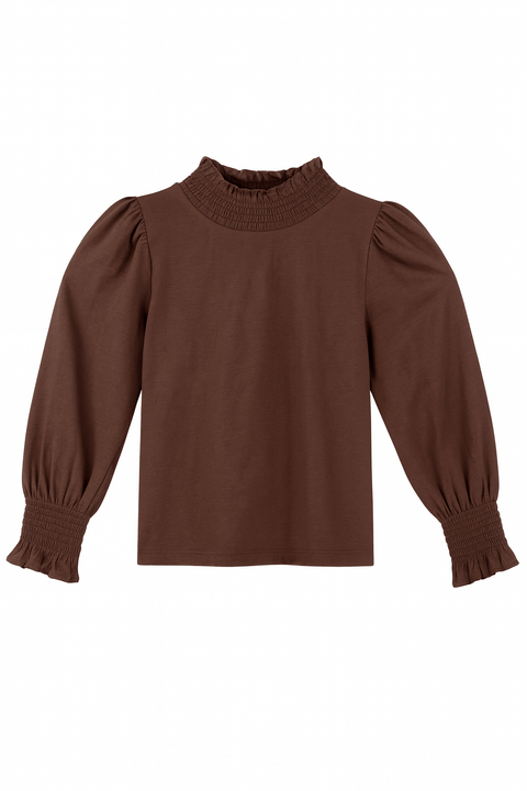 POMPdeLUX Girl's Dark Purple Victoria Long Sleeve Blouse | POMPdeLUX in Lebanon