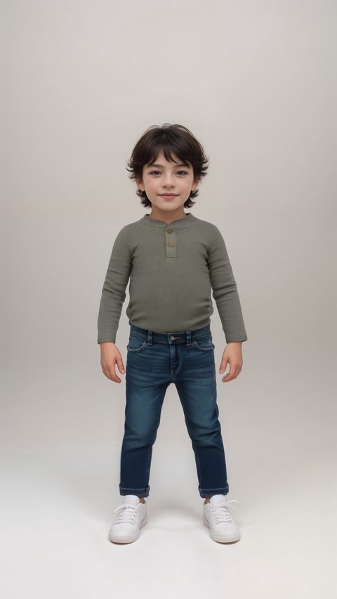 POMPdeLUX Boy's Mint Green Henley Neck Blouse | POMPdeLUX In Lebanon