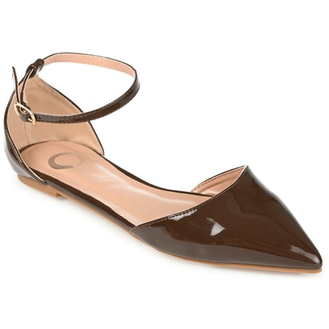 Journee Collection Women's Brown Reba Buckle Pointed Toe Ballet Flats | Journee Collection In Lebanon