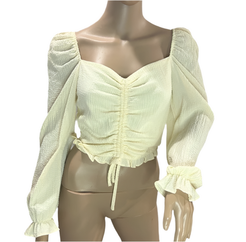 Forever 21 Women's Off White Long Sleeve Off Shoulder Crop Top | Forever 21 In Lebanon