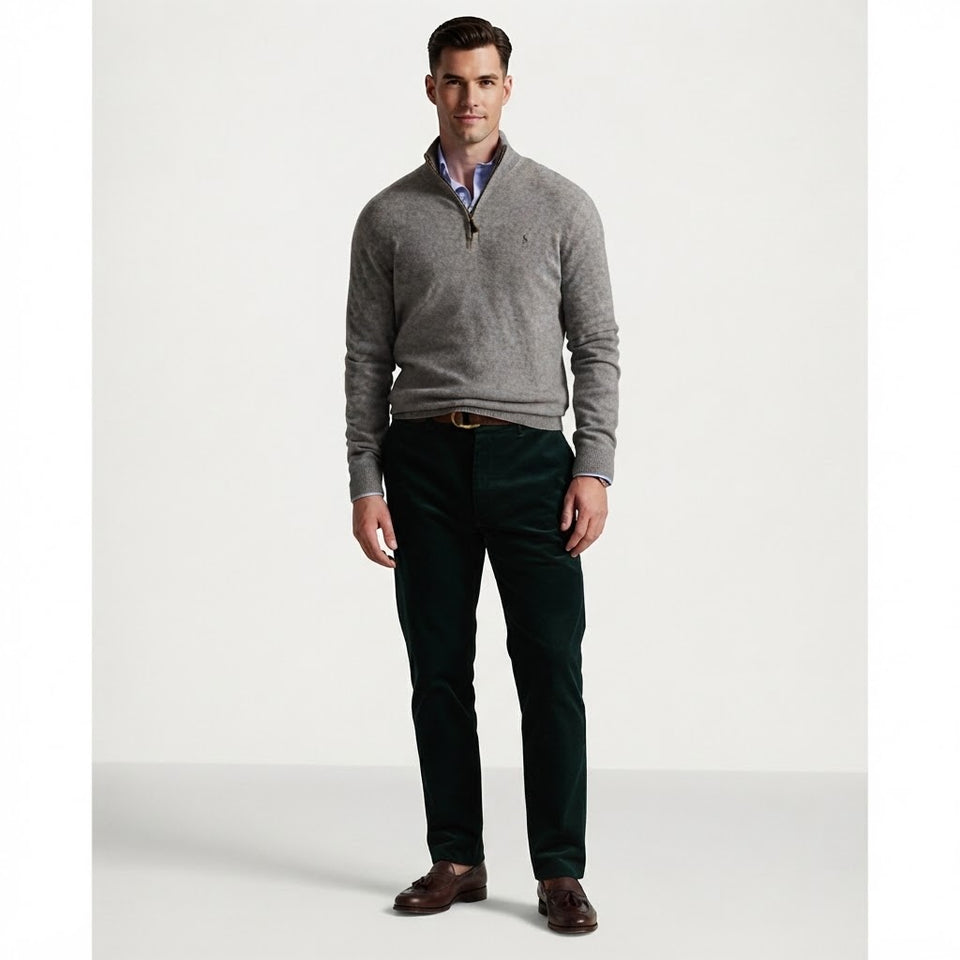 Polo Ralph Lauren Men's Grey Quarter-Zip Classic Sweater
