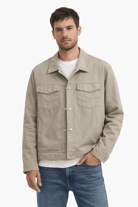 Celio Men's Light Gray Faux Suede Utility Trucker Jacket|Celio In Lebanon
