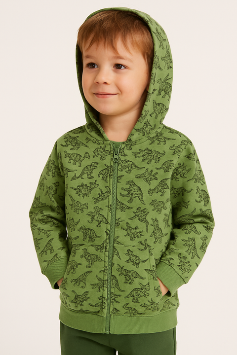 Sinsay Boy's Green Printed Hooded Jacket | Sinsay In Lebanon
